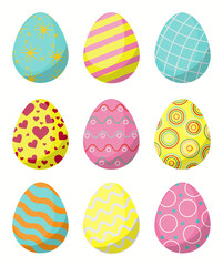 Easter eggs icons. Vector illustration.