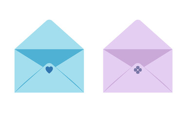 Abstract blue and purple letters vector. Empty envelope. Space for text. Vector illustration.