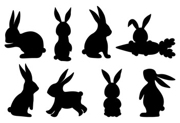 Set Easter Bunny silhouette vector illustration	
