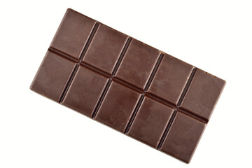 Top View of Chocolate Bar Isolated on White Background with Clipping Path