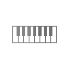 Piano keyboard grey flat vector icon