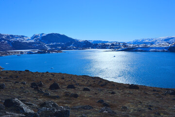lake in the mountains in winter