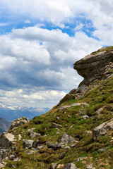 Scenic view at Galibier mountain pass in French Alps