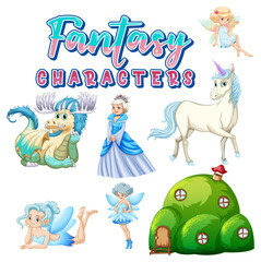 Set of fairy tales cartoon characters