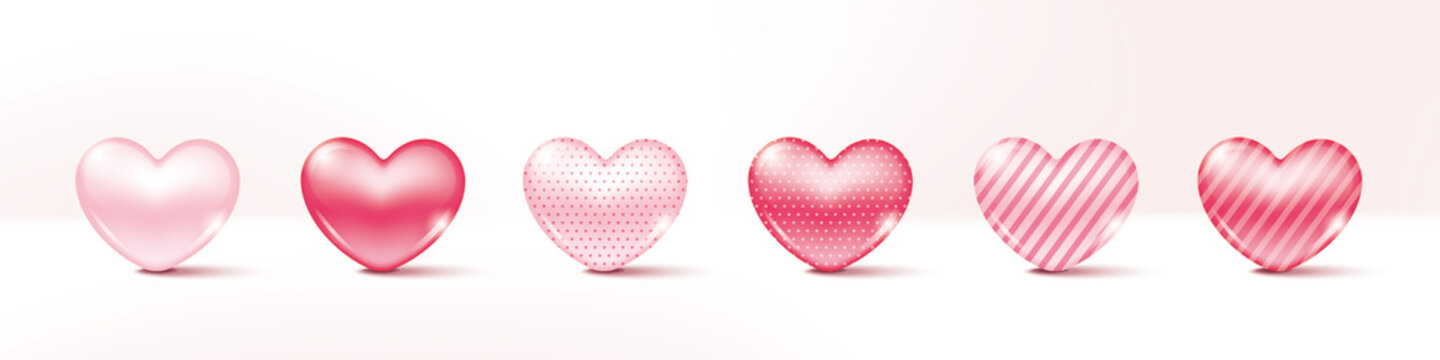Set of heart illustration on white background.