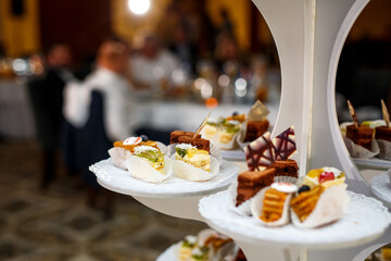 Small cakes at the event. Sweet catering.