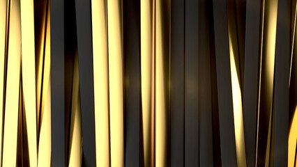 Architecture abstract background. Background with black and golden panels. 3d render illustration