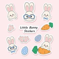 Cute little Bunny Stickers Vector illustration
