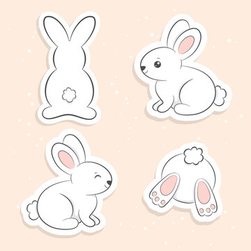 Cute White Rabbit stickers Pack