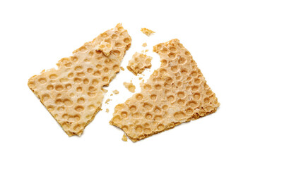 Fitness crispbreads isolated on white background. Healthy diet food. Whole grain crispy bread. Diet bread.