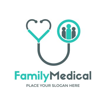 Family medical vector logo template. This logo use stethoscope symbol. Suitable for health.