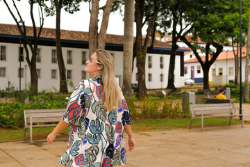 Woman walking in the historic city of Mariana - MG