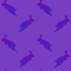 Obraz na płótnie Canvas Purple rabbits seamless pattern of rabbit silhouettes