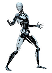 3D Rendering Male Robot on White