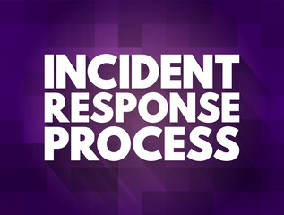 Fototapeta na wymiar Incident response process - collection of procedures aimed at identifying, investigating and responding to potential security incidents, text concept background