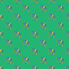 Chameleon seamless pattern. Background of tropical lizard.
