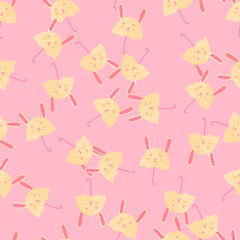 Umbrella bunny seamless pattern. Funny characters background.