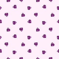 Cute mugs seamless pattern. Background of teatime.
