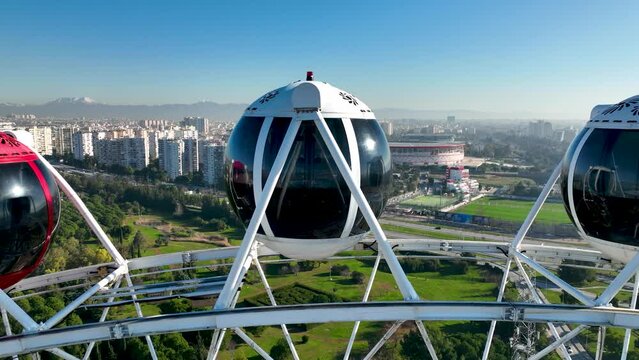 Ferris Wheel in Antalya Turkey Aerial View 4 K