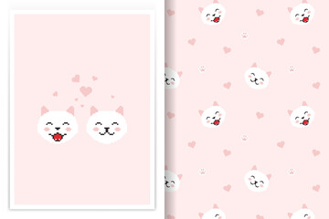 cute cat seamless pattern pixel art style