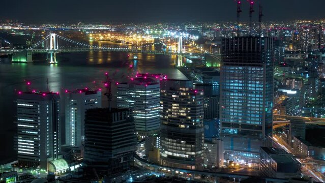 4K タイムラプス 東京カレッタ汐留からの夜景