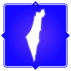 Simple outline map of israel with compas