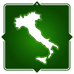 Simple outline map of italy with compas