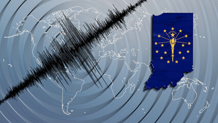 Seismic activity earthquake Indiana map - obrazy, fototapety, plakaty