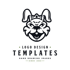 queen bunny head character vector. queen bunny or rabbit template logo.