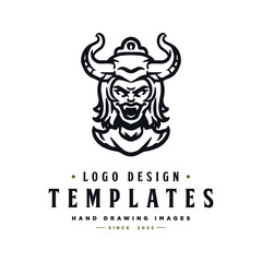 horned female head character vector.