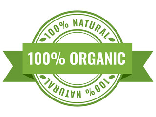 Green Healthy Organic Natural Eco Bio Food Products Label Stamp.