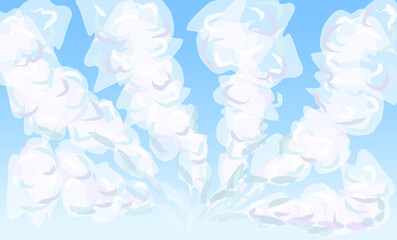Daytime sky with layered cumulus clouds, vector illustration