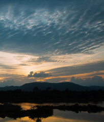 moody sunset in the mountains