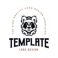 raccoon logo template. racoon character vector logo.