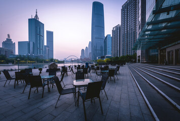 Modern skyscrapers in tianjin, China.
