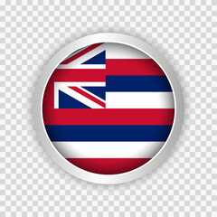 Flag of State of Hawaii of USA on round button on transparent background element for websites.