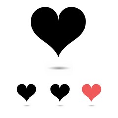 Collection of Heart icon, Symbol of Love Icon flat style modern design Isolated on Blank Background. Vector illustration.