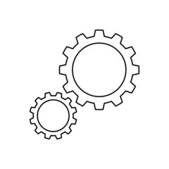 Gears icon on white background.