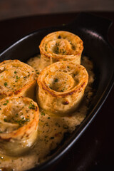 Perfect Pasta Classic Pizza Homemade Artisan Bacon Tomato Sauce Sausage Sweet Melted Cheese Onion Chicken Meat Shrimp Menu Gourmet on a Dark Background