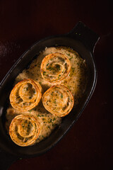 Perfect Pasta Classic Pizza Homemade Artisan Bacon Tomato Sauce Sausage Sweet Melted Cheese Onion Chicken Meat Shrimp Menu Gourmet on a Dark Background