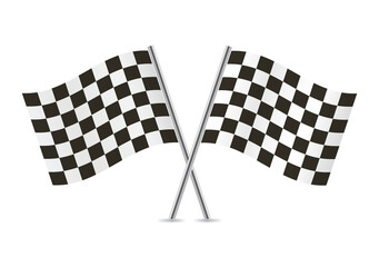 Checkered crossed flags (racing flags), isolated on white background. Vector icon set. Vector illustration.