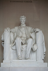 Fototapeta na wymiar Statue of Abraham Lincoln at the Lincoln Memorial in Washington D.C.