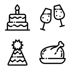 Celebration Flat Icon Set Isolated On White Background