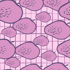 Creative apple seamless pattern in doodle style. Fruis wallpaper.