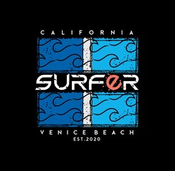  surfing, Miami Beach, Florida surf t-shirts, tee lettering, typography graphic design emblem, stylish print design for sportswear. original