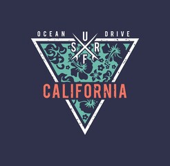 CALIFORNIA Typography, t-shirt graphics, vectors, surf
