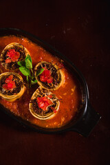 Perfect Pasta Classic Pizza Homemade Artisan Bacon Tomato Sauce Sausage Sweet Melted Cheese Onion Chicken Meat Shrimp Menu Gourmet on a Dark Background