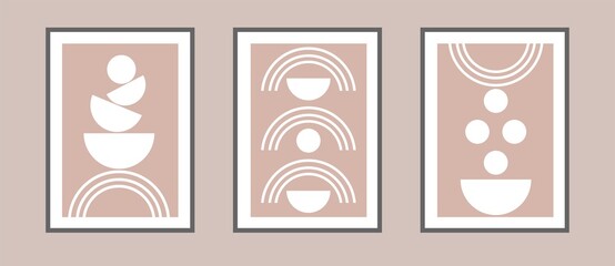 Set of trendy abstract aesthetic minimalist artistic hand drawn composition