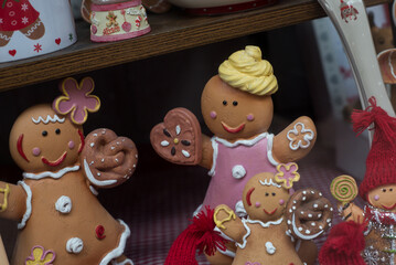 closeup of traditional manala characters, the alsatian symbol at the store showroom