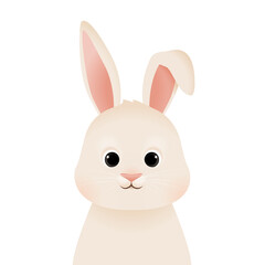 Cute white bunny baby shower illustration, easter rabbit character